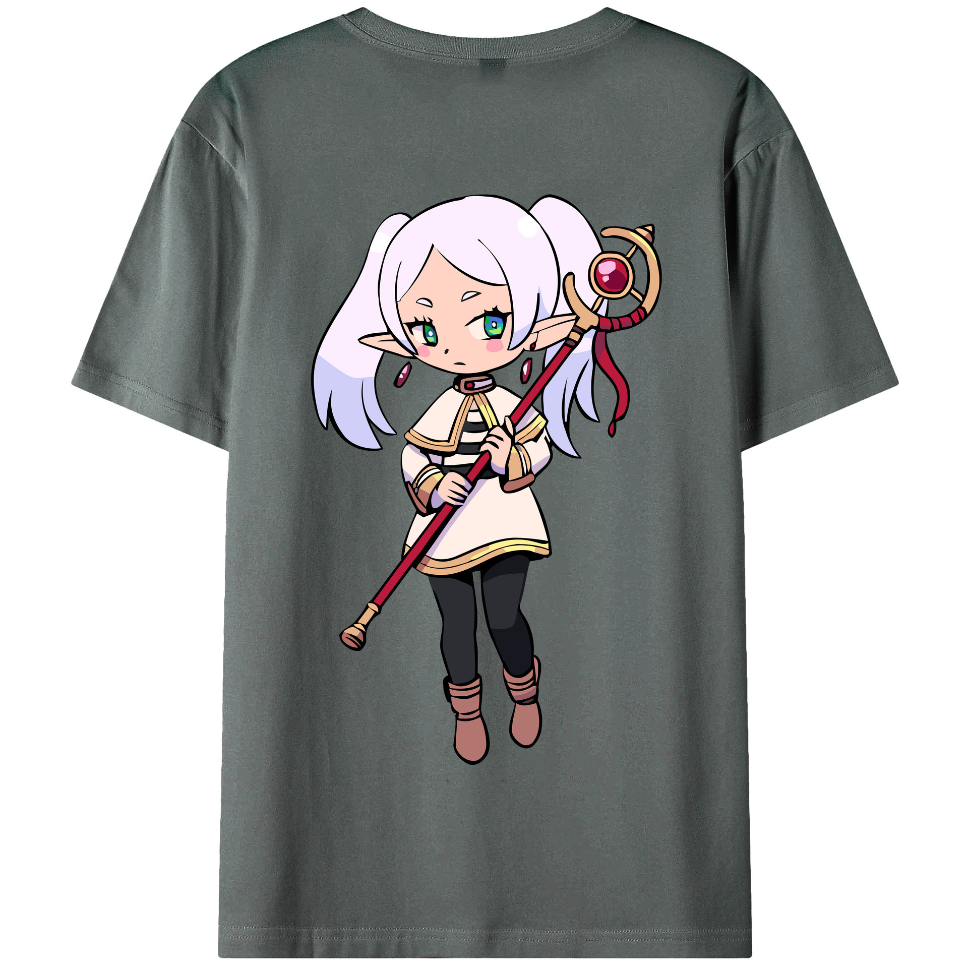（画像用） 葬送のフリーレン Frieren 綿100％半袖Tシャツ（背面プリント）
